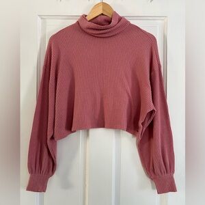 Hollister Ribbed Cropped Turtleneck XS Y2K Soft Girl Top